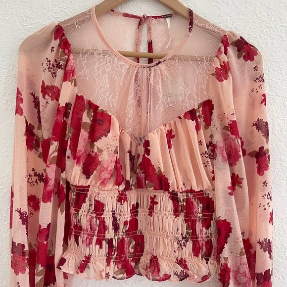 Free People Daphne Holiday blouse romantic combo pink - XS - Picture 5 of 9